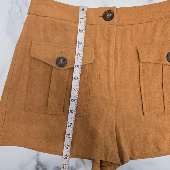 Forever 21 Womens Shorts Medium Tan Woven Linen Blend Pockets Chic Preppy NWT - Picture 7 of 9